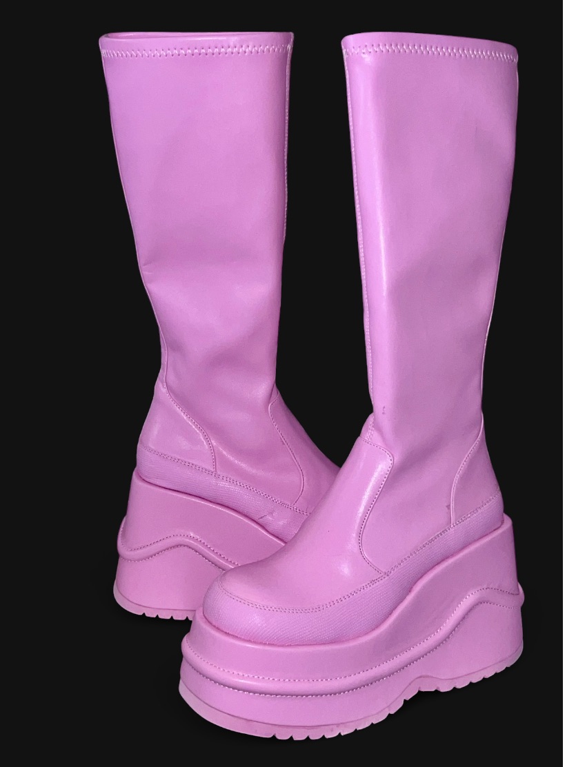 Bnwt Current Mood Women’s Pink Platform Knee-High Boots